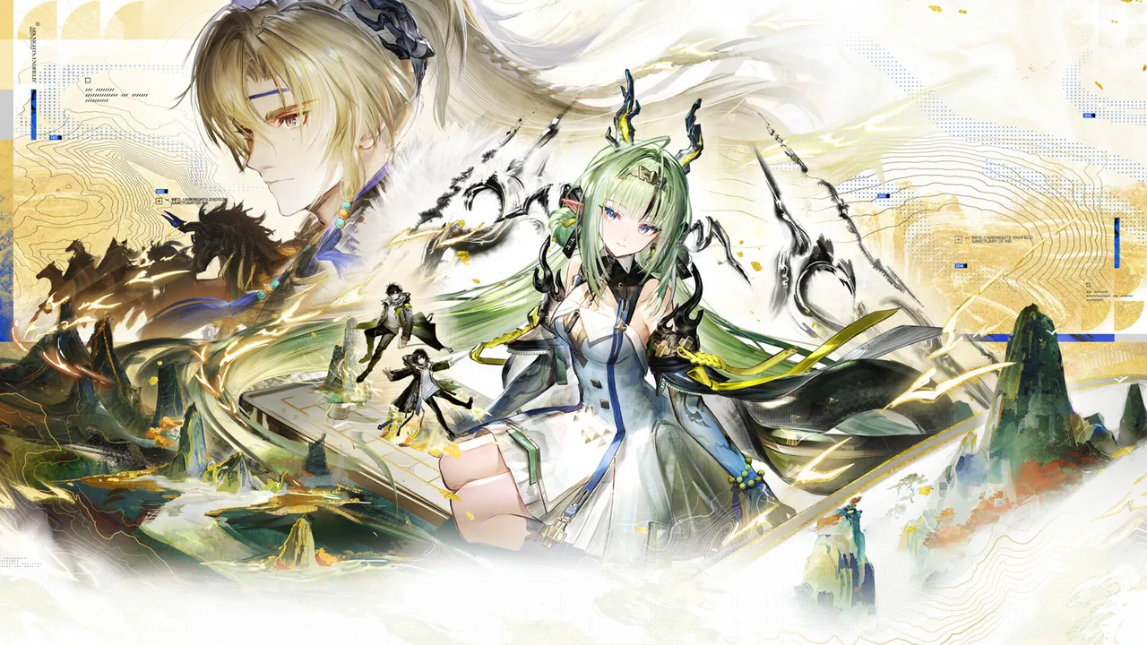 Ink-painted Sanctuary of Ink key art with two Operators over misty mountains in Arknights: Endfield